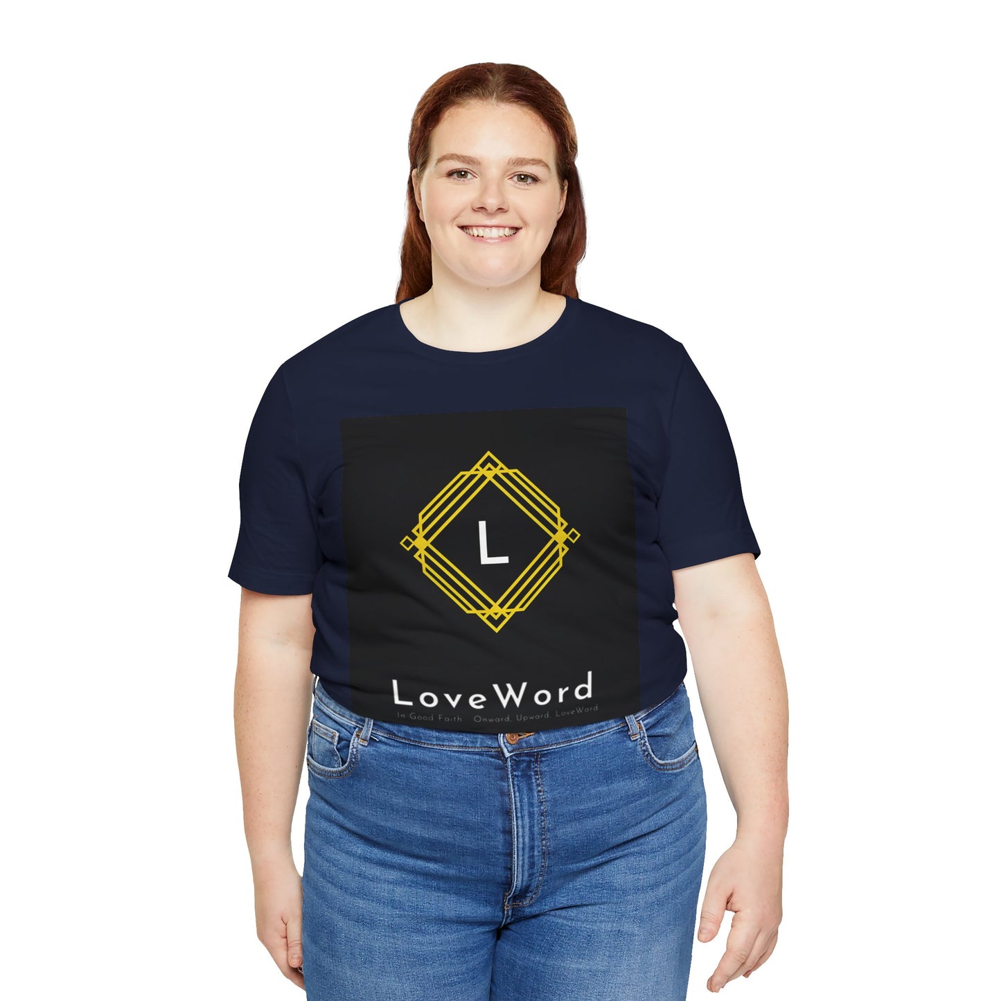 LoveWord Monogram Tee — Geometric Gold Emblem T‑Shirt