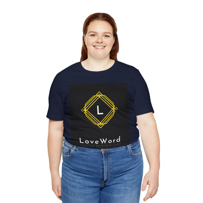 LoveWord Monogram Tee — Geometric Gold Emblem T‑Shirt