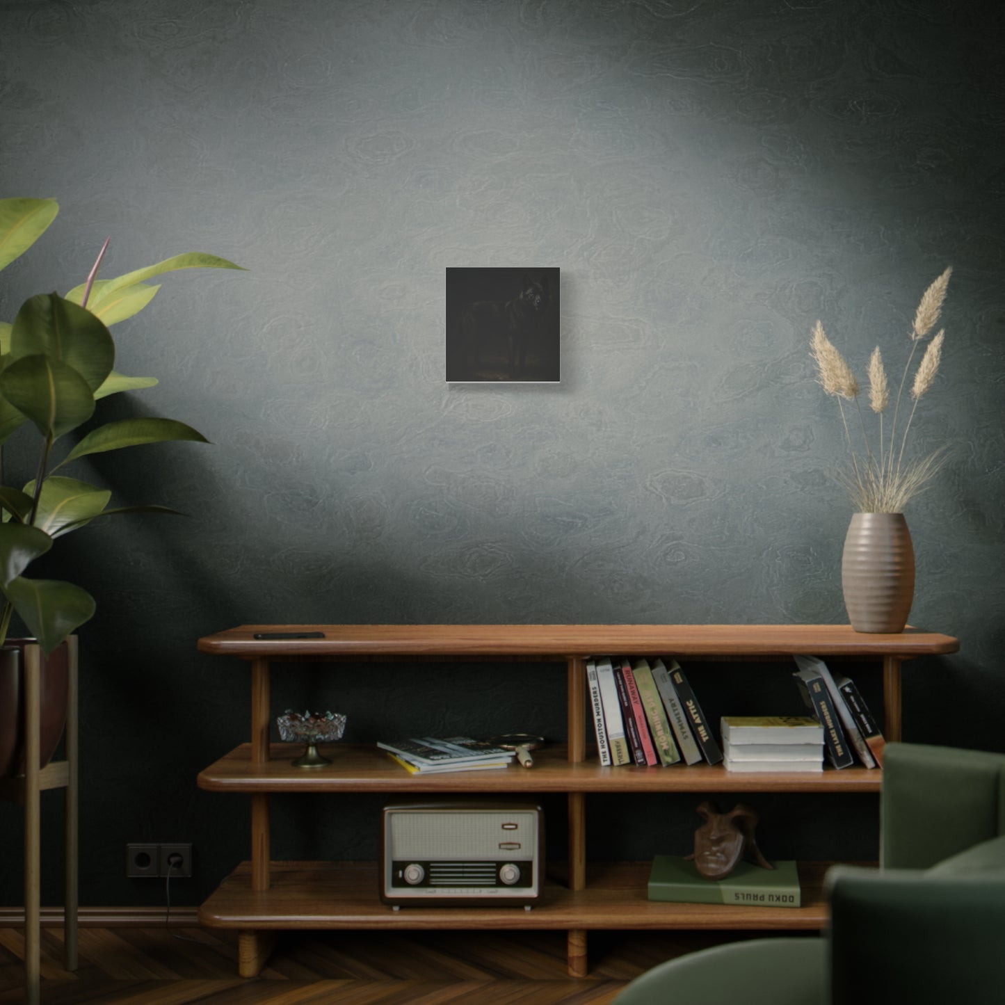 Odin – The Dark Majesty” Premium Poster Print, Black German Shepherd Canvas Wall Art — Dark Moody Animal Portrait