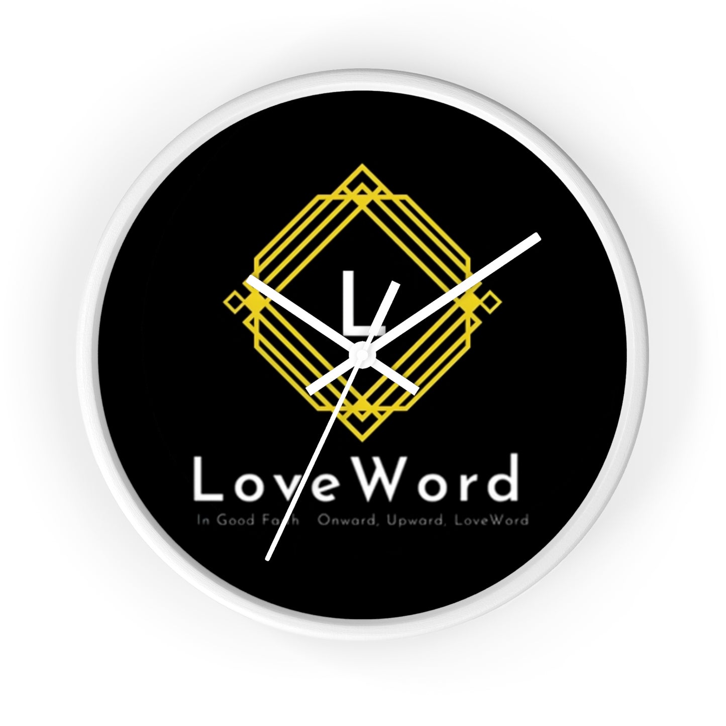 LoveWord Logo Wall Clock — Modern Black & Gold Decorative Clock