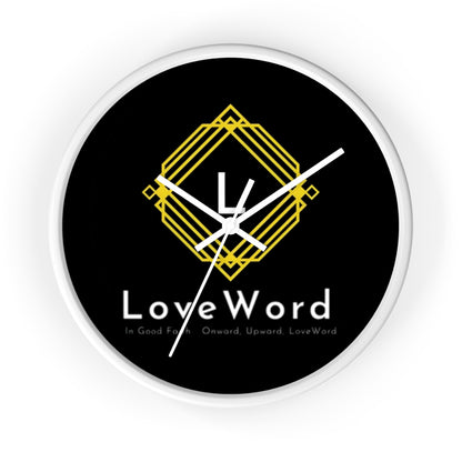 LoveWord Logo Wall Clock — Modern Black & Gold Decorative Clock