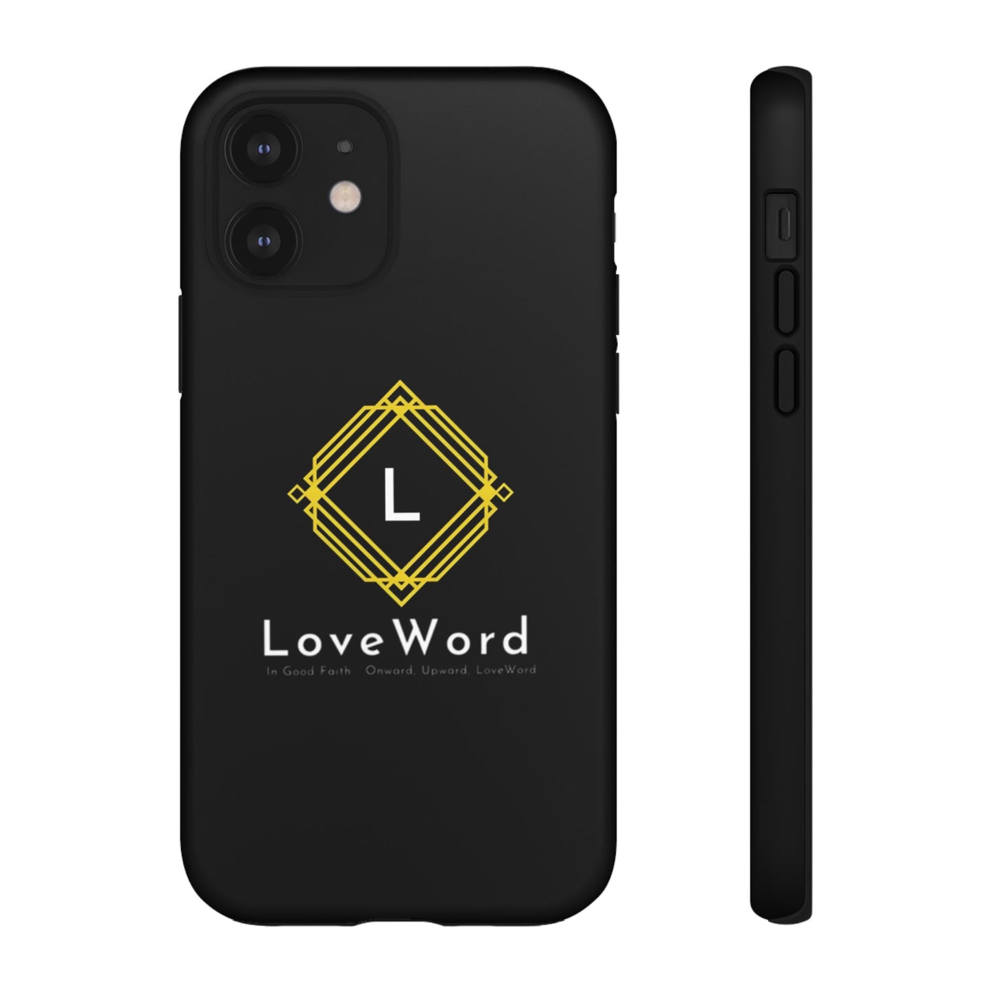 LoveWord Monogram Tough Phone Case — Black Protective iPhone Cover