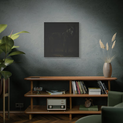 Odin – The Dark Majesty” Premium Poster Print, Black German Shepherd Canvas Wall Art — Dark Moody Animal Portrait