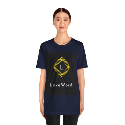 LoveWord Monogram Tee — Geometric Gold Emblem T‑Shirt