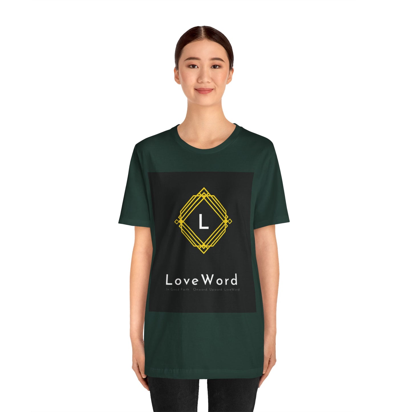 LoveWord Monogram Tee — Geometric Gold Emblem T‑Shirt