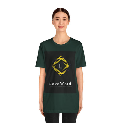 LoveWord Monogram Tee — Geometric Gold Emblem T‑Shirt