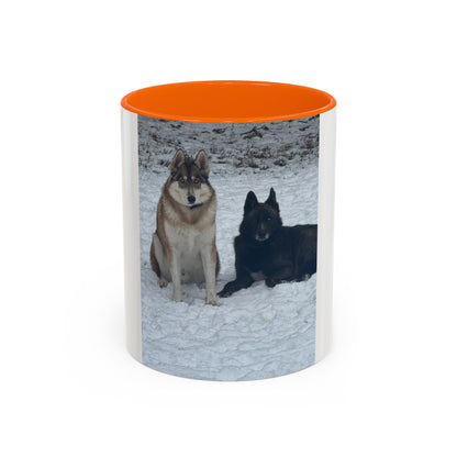 Wolf Pair Accent Coffee Mug  Photo Mug with Huskies in Snow (11/15 oz)