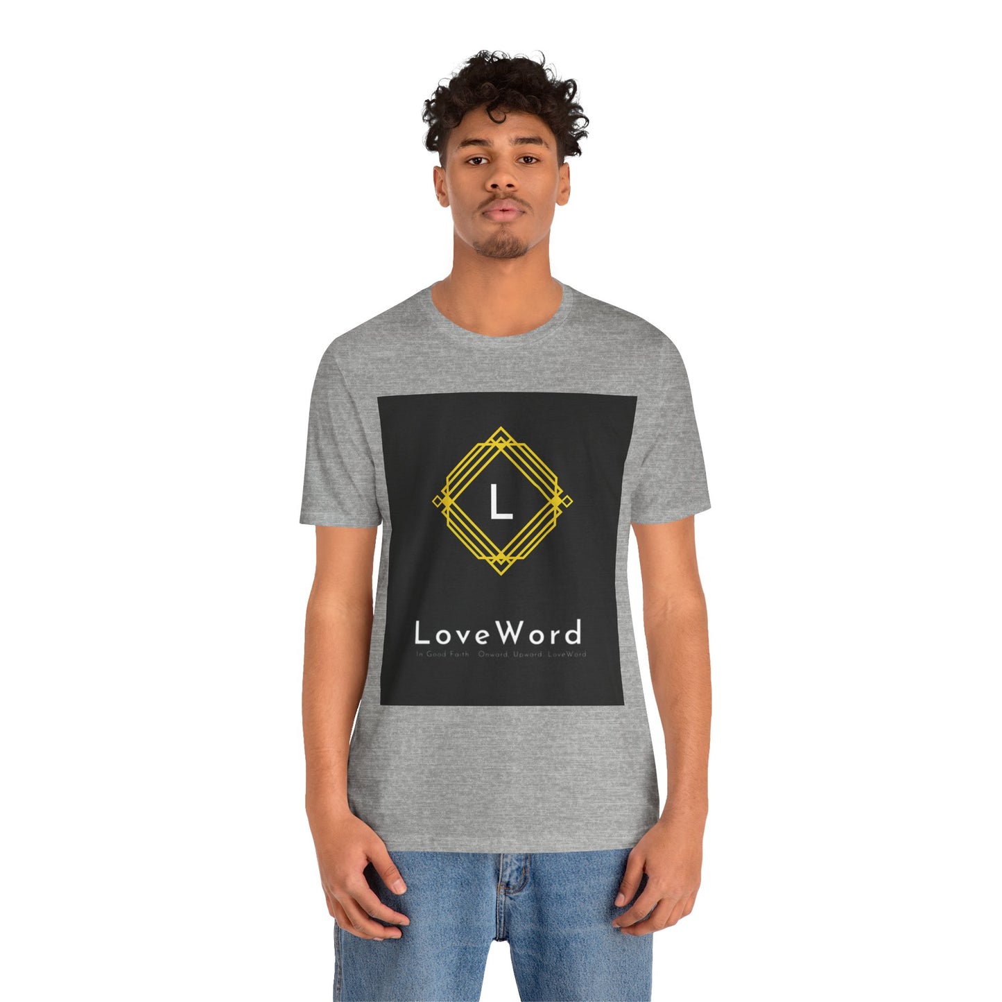 LoveWord Monogram Tee — Geometric Gold Emblem T‑Shirt
