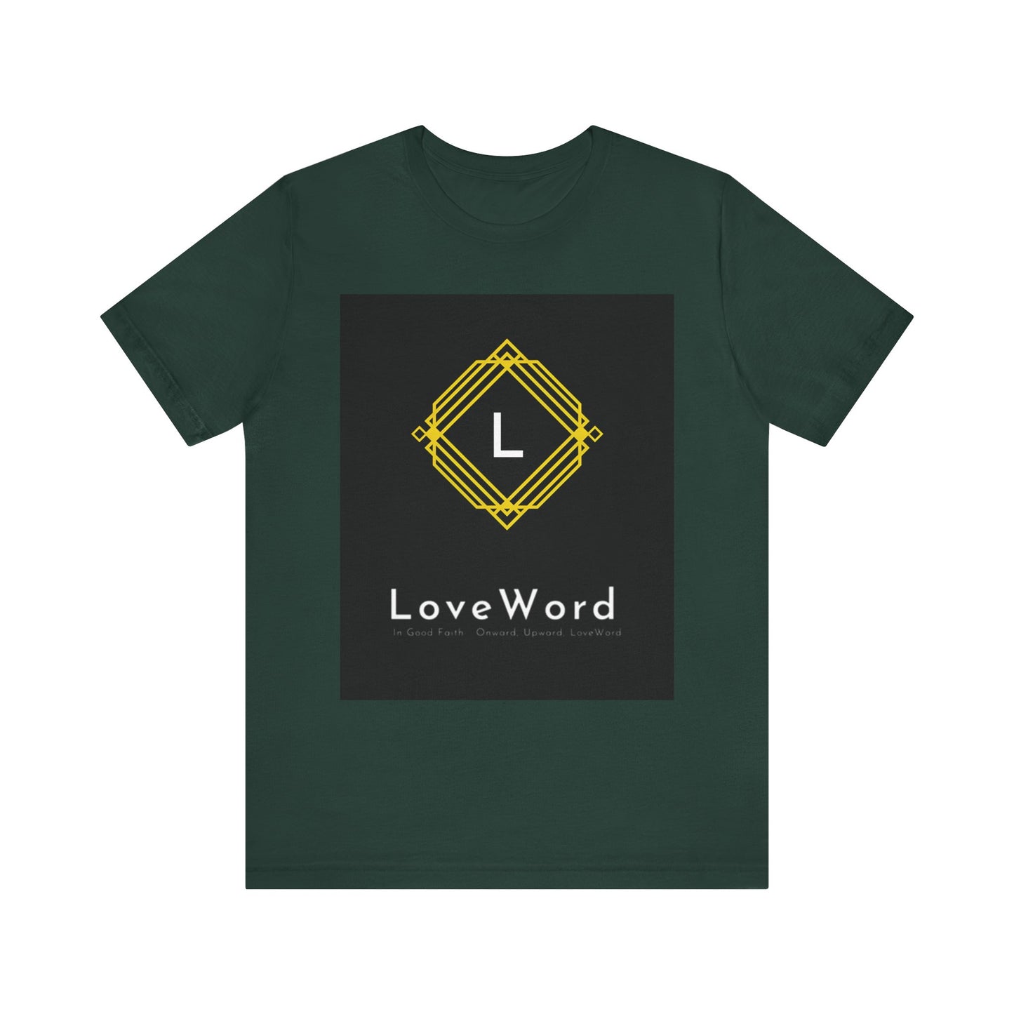 LoveWord Monogram Tee — Geometric Gold Emblem T‑Shirt