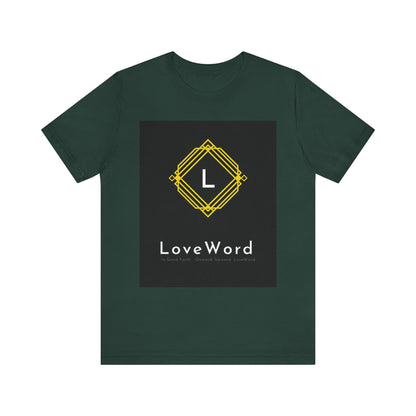 LoveWord Monogram Tee — Geometric Gold Emblem T‑Shirt