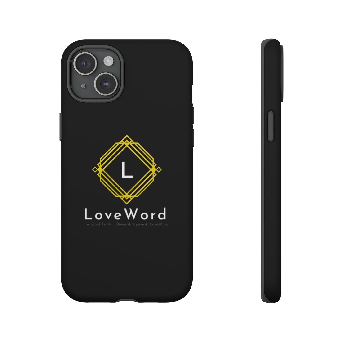 LoveWord Monogram Tough Phone Case — Black Protective iPhone Cover