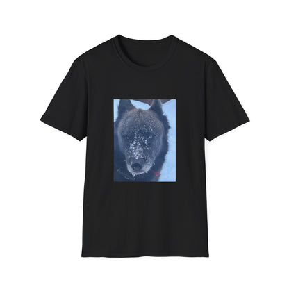 Wolf Face T‑Shirt  Frosty Snow Dog Portrait Tee