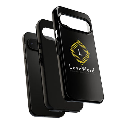 LoveWord Monogram Tough Phone Case — Black Protective iPhone Cover