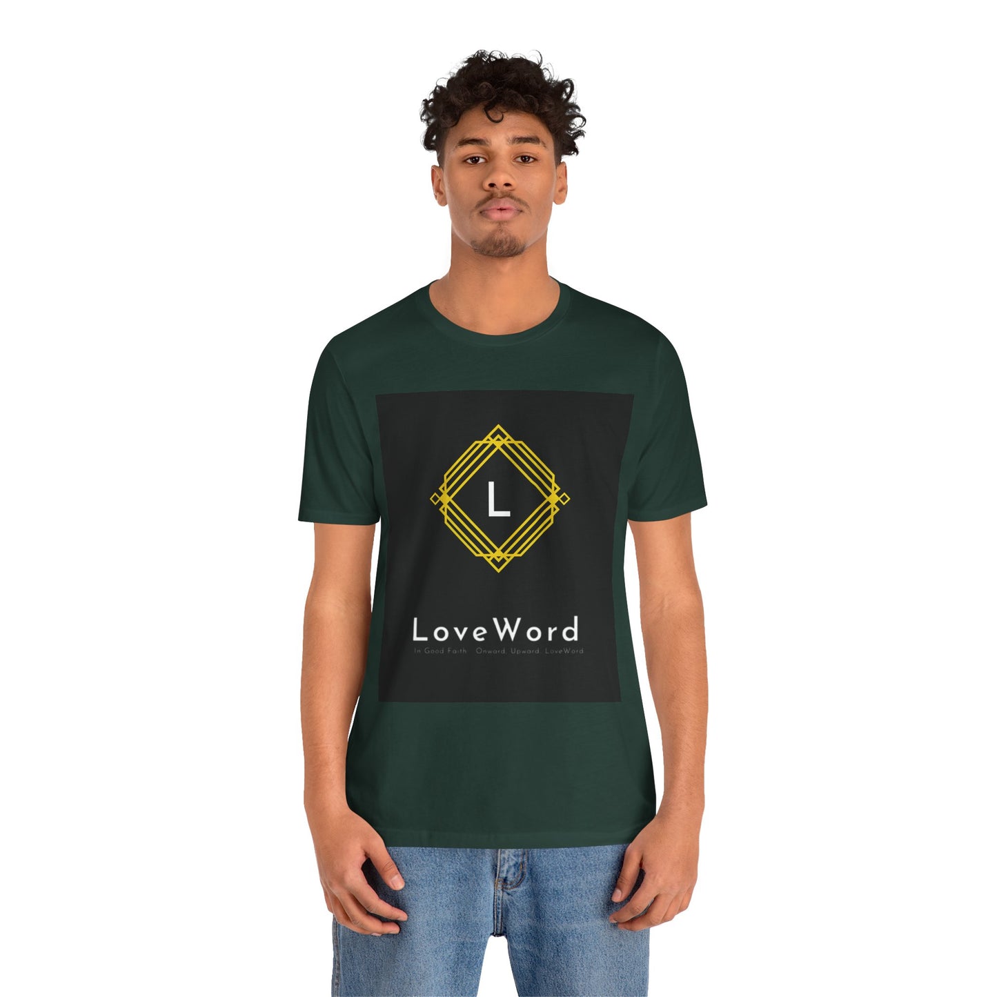 LoveWord Monogram Tee — Geometric Gold Emblem T‑Shirt