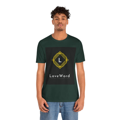 LoveWord Monogram Tee — Geometric Gold Emblem T‑Shirt
