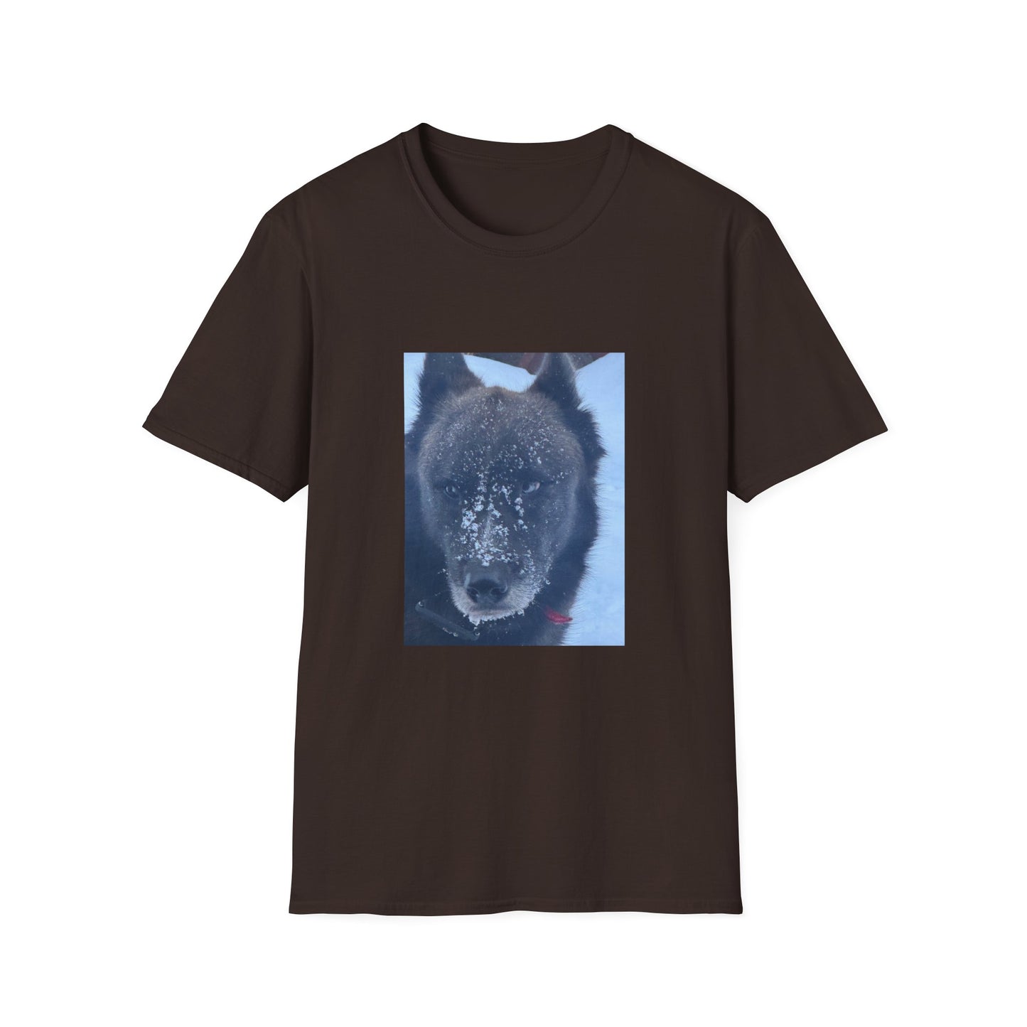 Wolf Face T‑Shirt  Frosty Snow Dog Portrait Tee