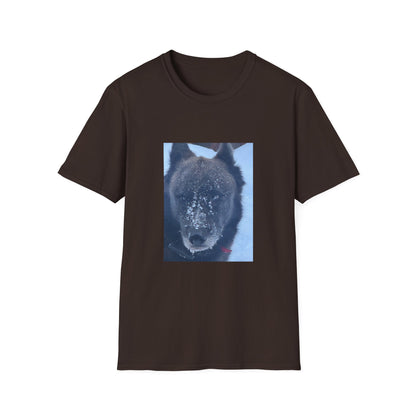Wolf Face T‑Shirt  Frosty Snow Dog Portrait Tee