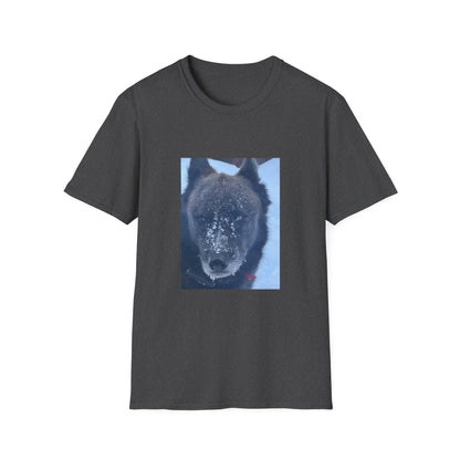 Wolf Face T‑Shirt  Frosty Snow Dog Portrait Tee