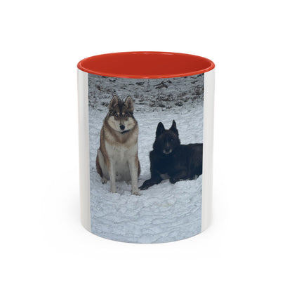 Wolf Pair Accent Coffee Mug  Photo Mug with Huskies in Snow (11/15 oz)