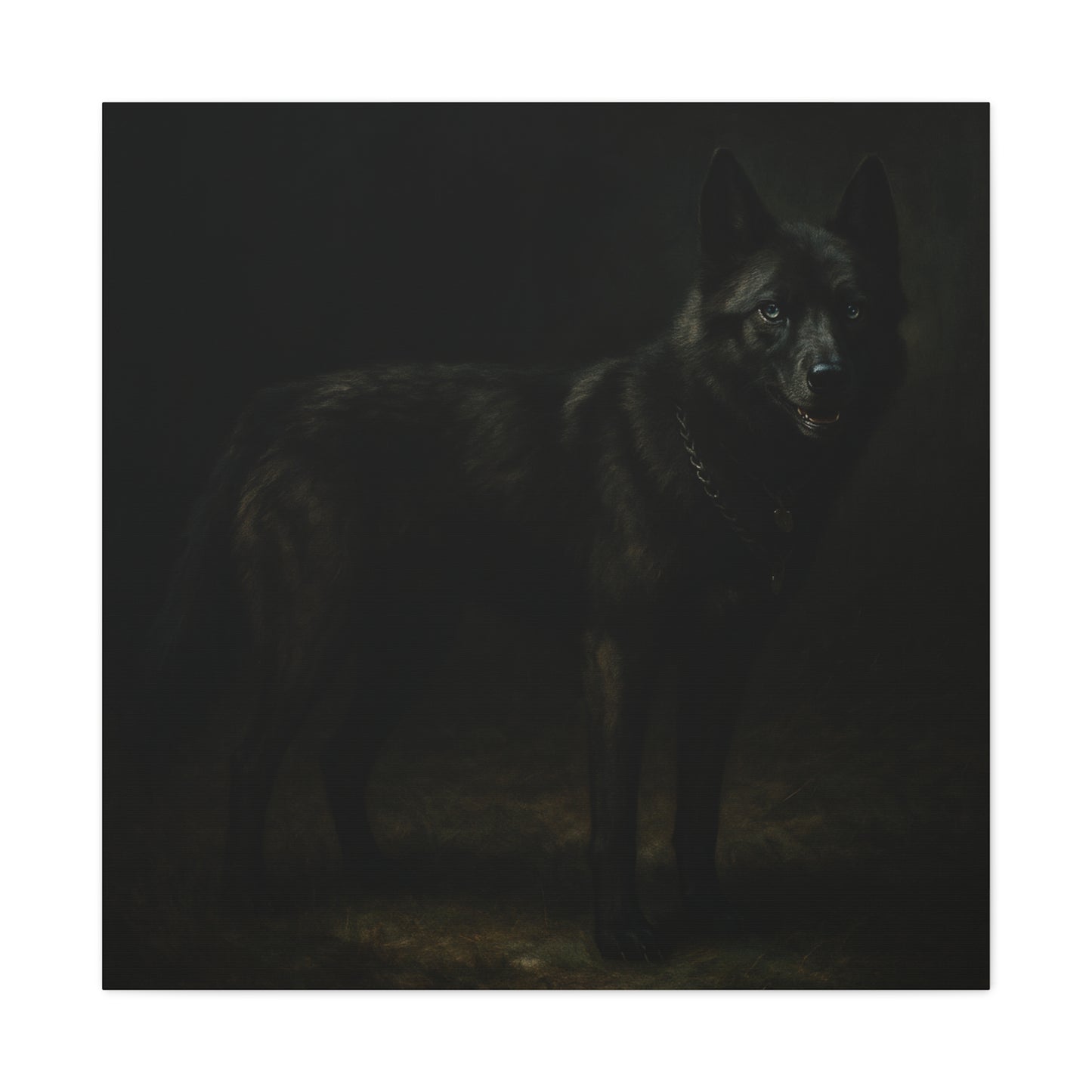 Odin – The Dark Majesty” Premium Poster Print, Black German Shepherd Canvas Wall Art — Dark Moody Animal Portrait