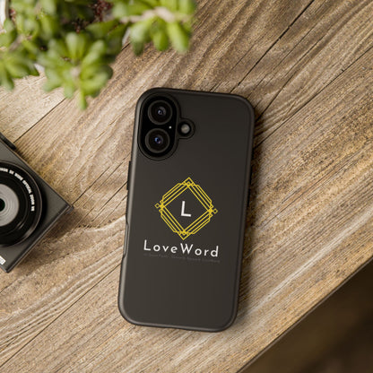 LoveWord Monogram Tough Phone Case — Black Protective iPhone Cover