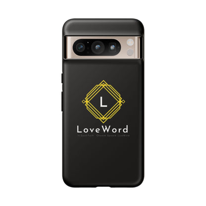 LoveWord Monogram Tough Phone Case — Black Protective iPhone Cover