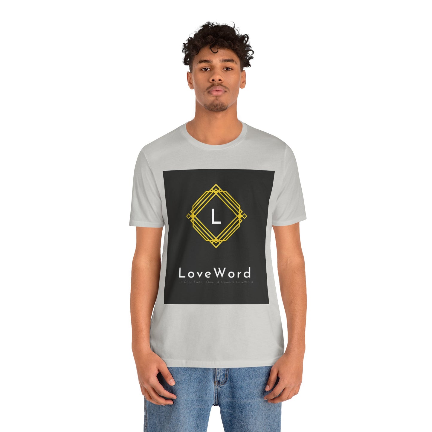 LoveWord Monogram Tee — Geometric Gold Emblem T‑Shirt