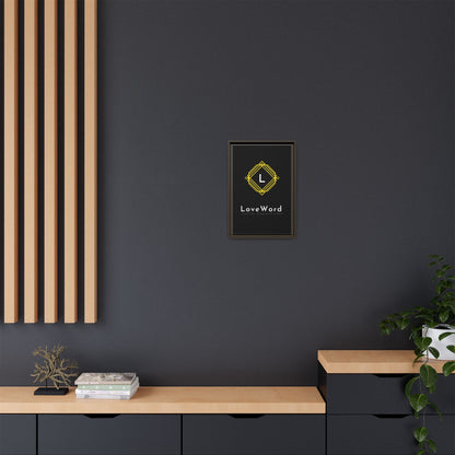 Framed Matte Canvas Art – LoveWord Gold Emblem on Black