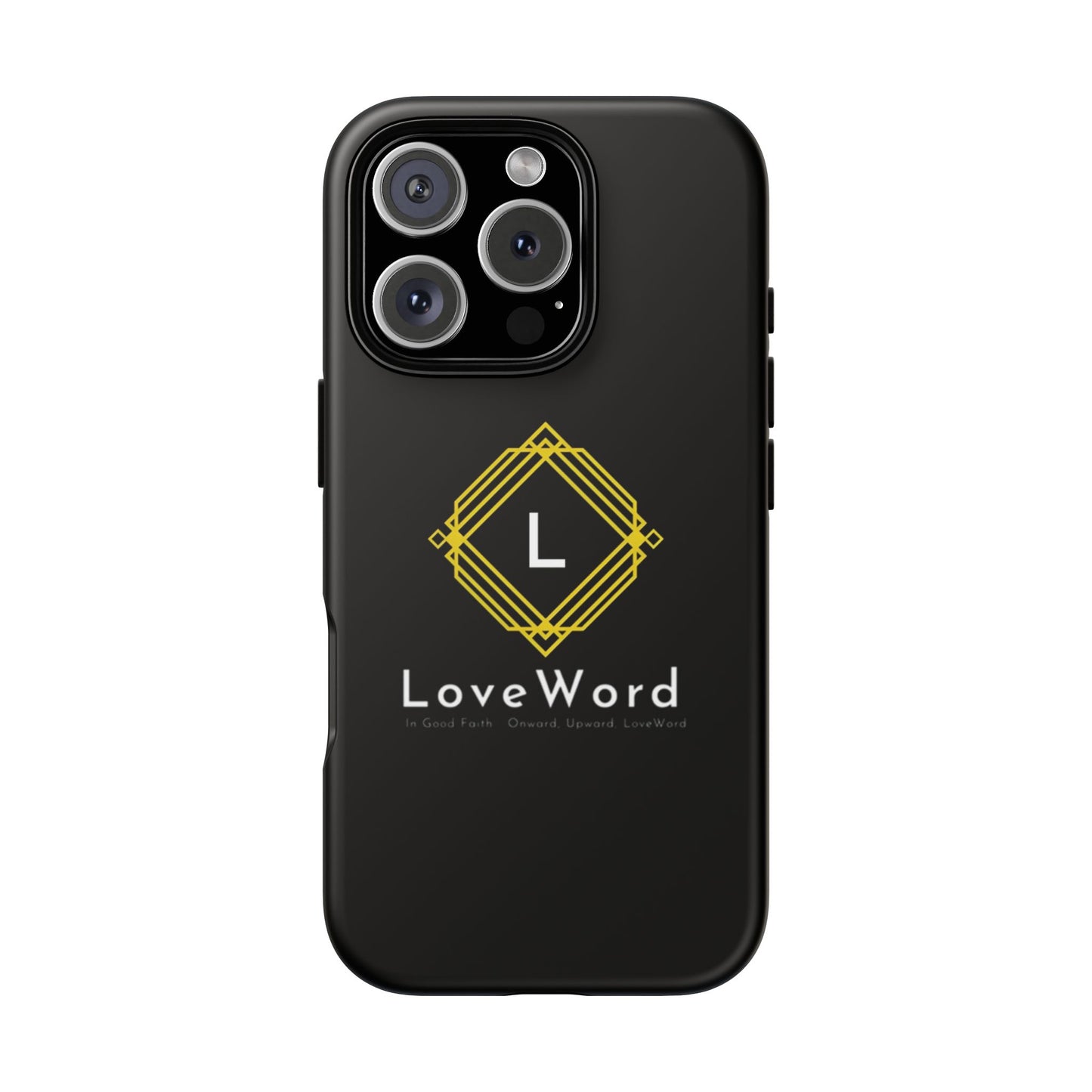LoveWord Monogram Tough Phone Case — Black Protective iPhone Cover
