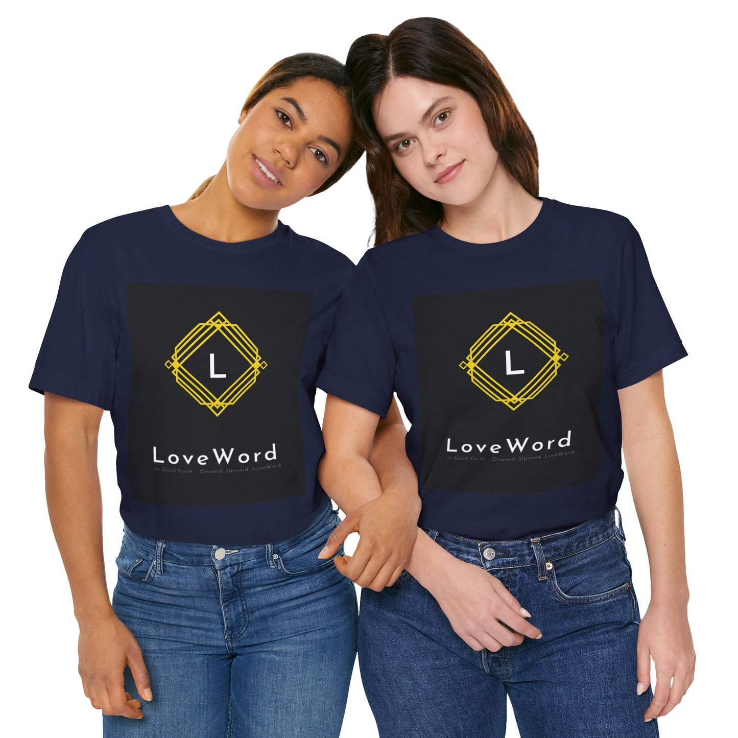 LoveWord Monogram Tee — Geometric Gold Emblem T‑Shirt