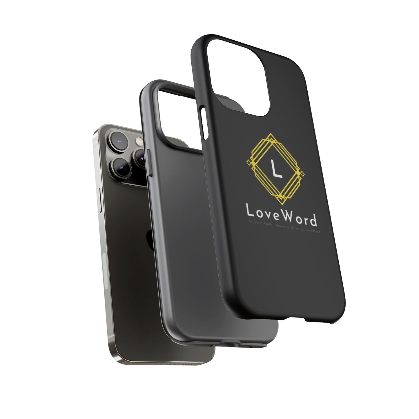 LoveWord Monogram Tough Phone Case — Black Protective iPhone Cover