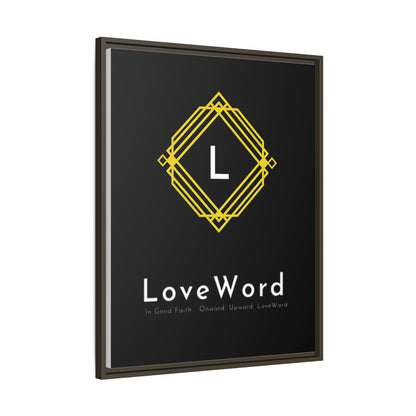 Framed Matte Canvas Art – LoveWord Gold Emblem on Black