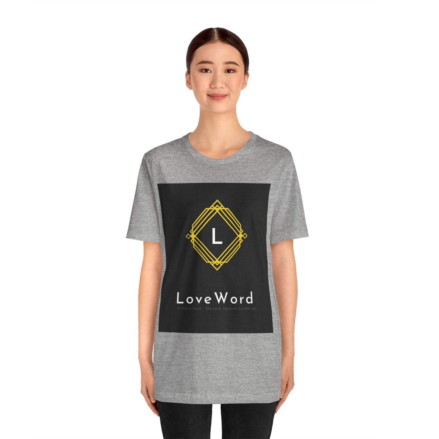 LoveWord Monogram Tee — Geometric Gold Emblem T‑Shirt