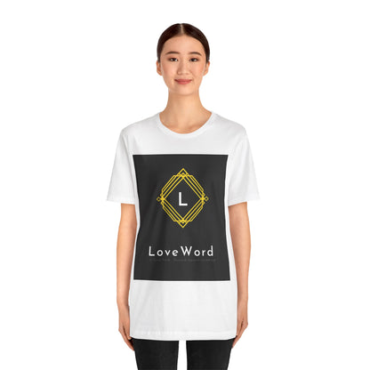 LoveWord Monogram Tee — Geometric Gold Emblem T‑Shirt