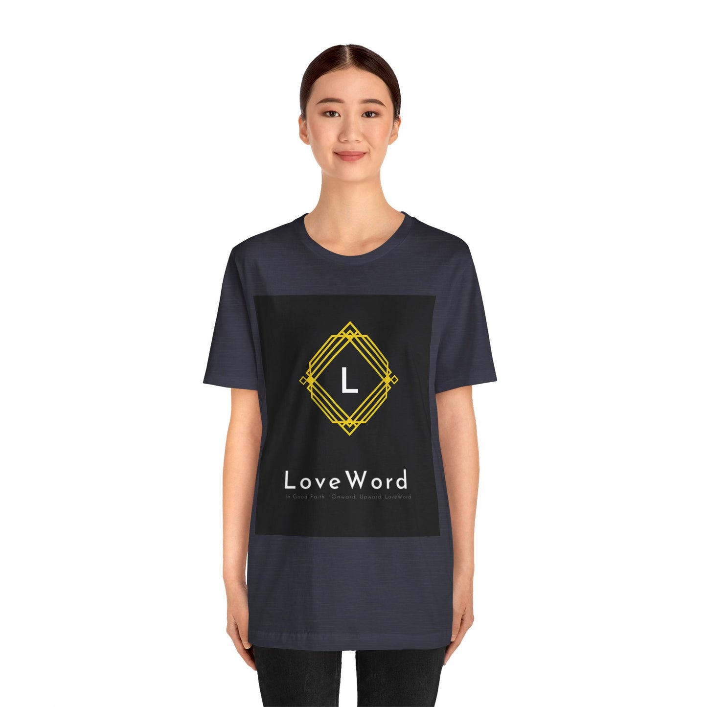 LoveWord Monogram Tee — Geometric Gold Emblem T‑Shirt