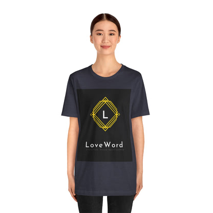 LoveWord Monogram Tee — Geometric Gold Emblem T‑Shirt