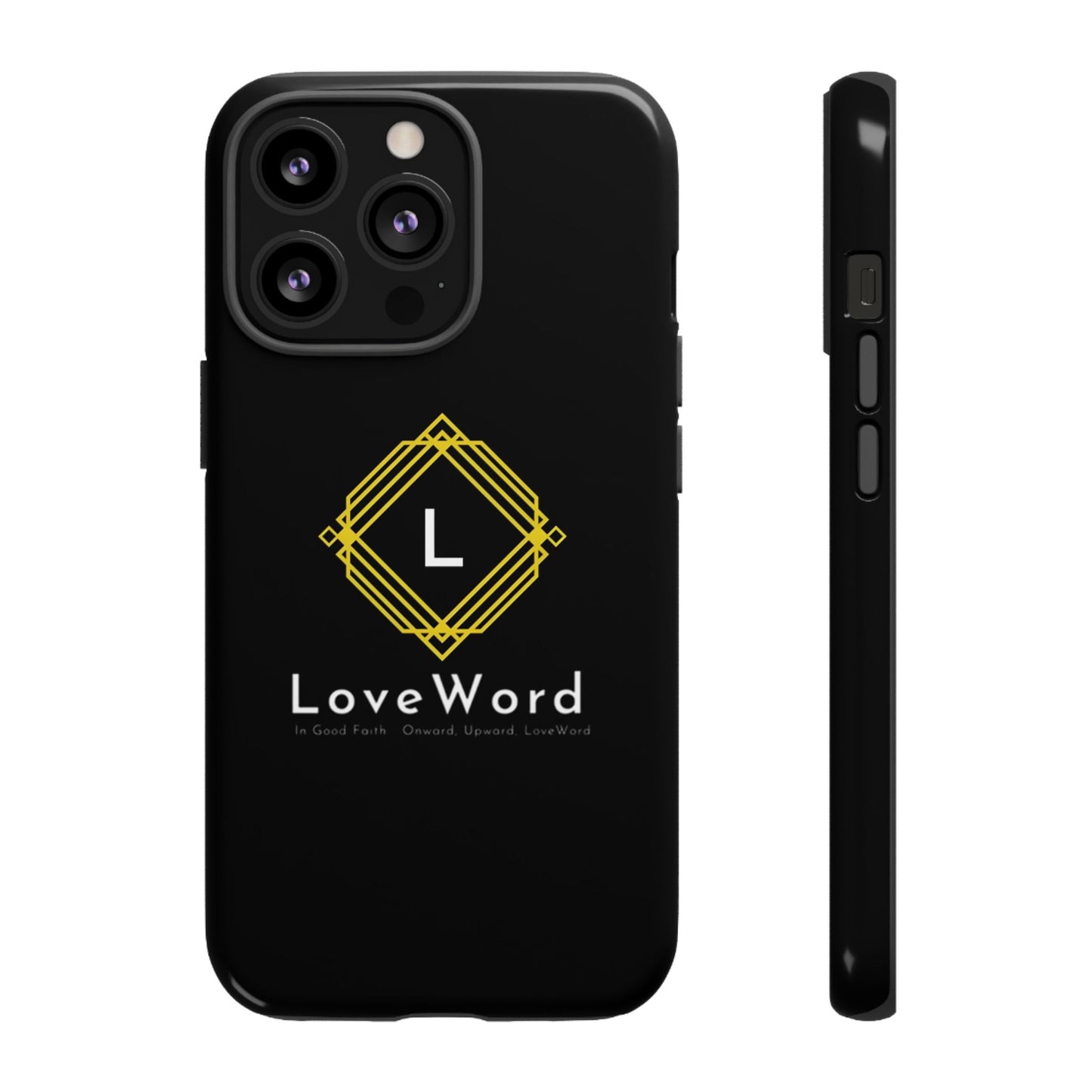 LoveWord Monogram Tough Phone Case — Black Protective iPhone Cover