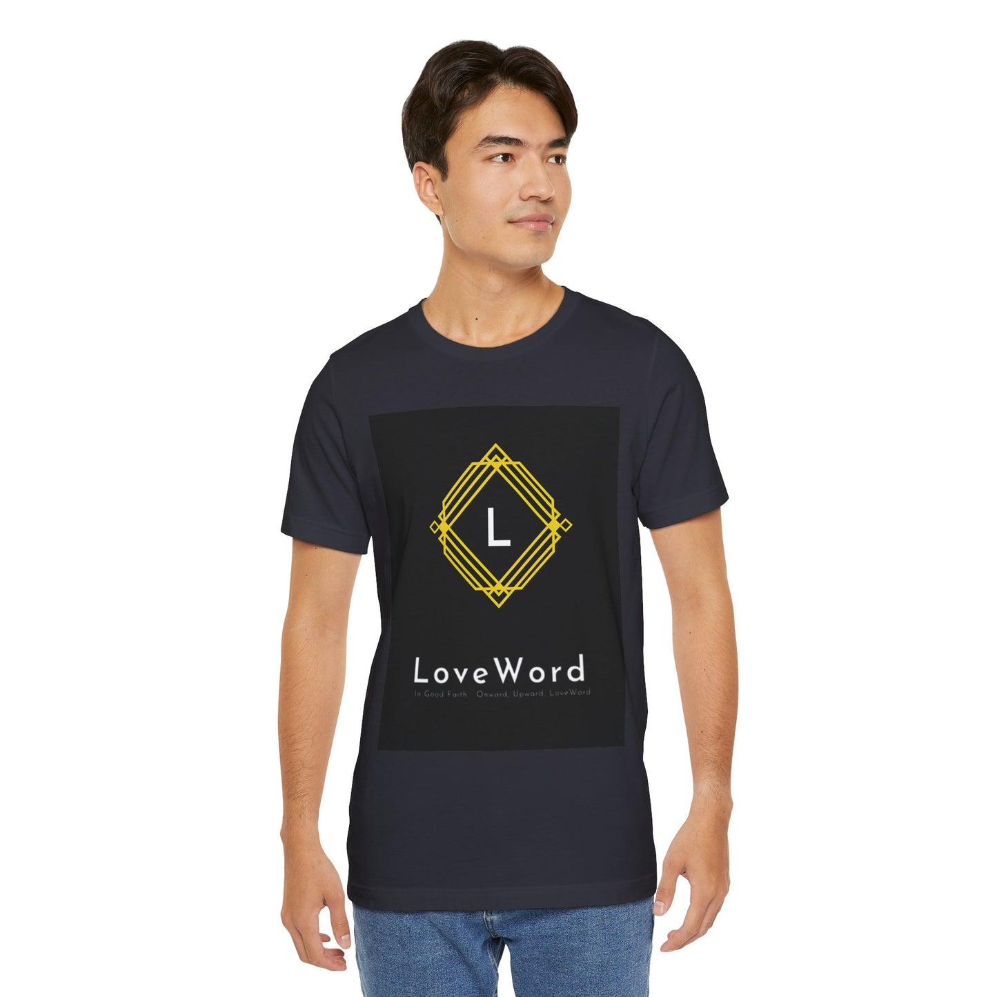 LoveWord Monogram Tee — Geometric Gold Emblem T‑Shirt