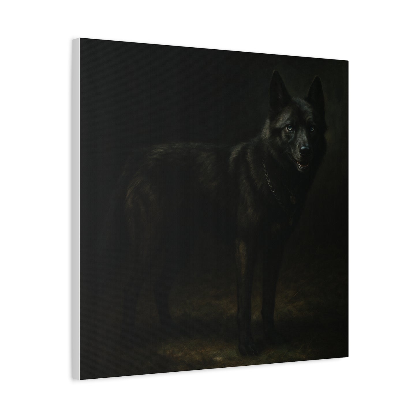 Odin – The Dark Majesty” Premium Poster Print, Black German Shepherd Canvas Wall Art — Dark Moody Animal Portrait