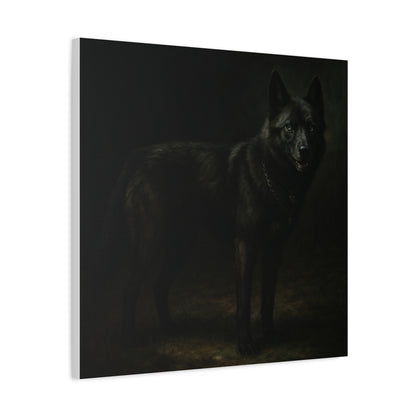 Odin – The Dark Majesty” Premium Poster Print, Black German Shepherd Canvas Wall Art — Dark Moody Animal Portrait
