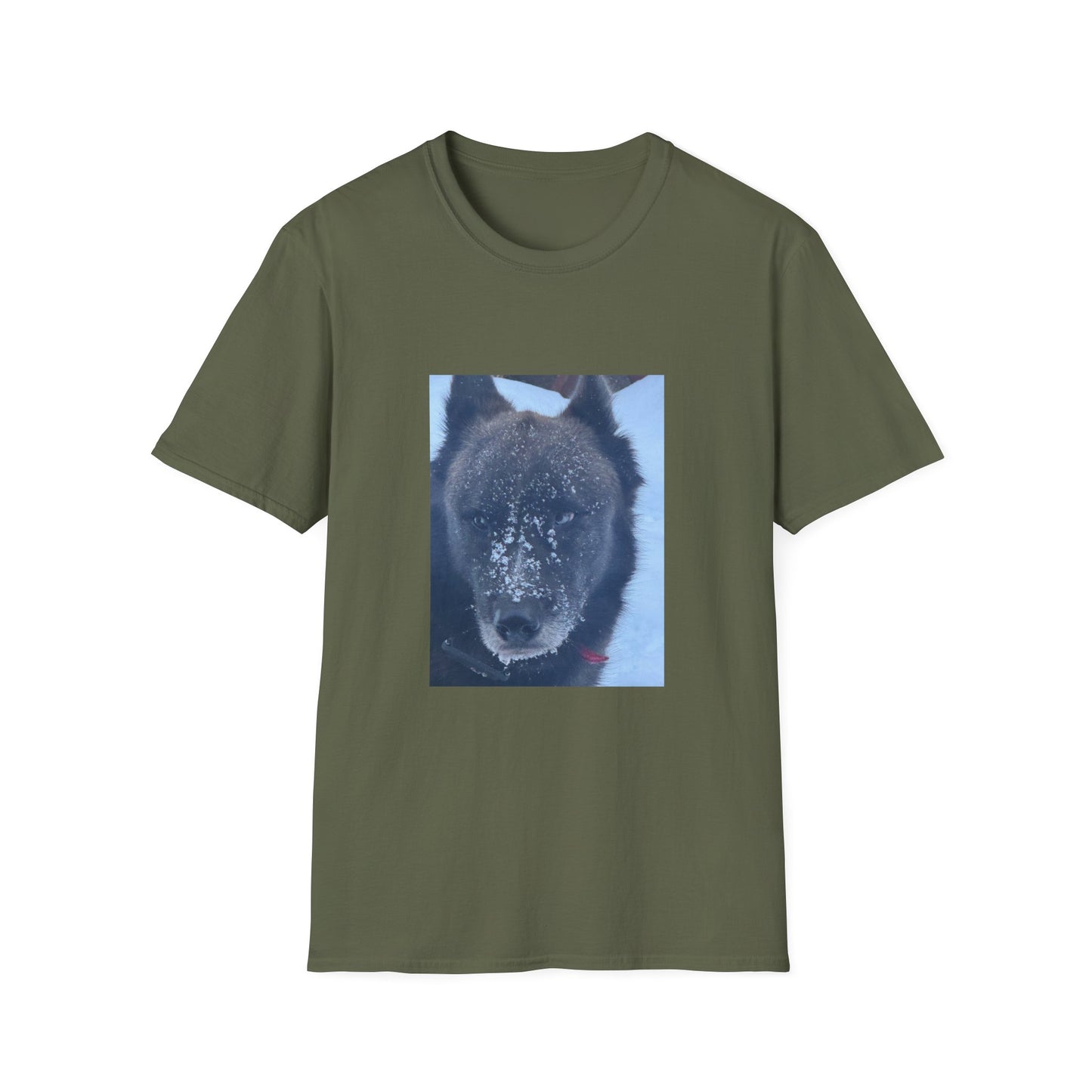 Wolf Face T‑Shirt  Frosty Snow Dog Portrait Tee