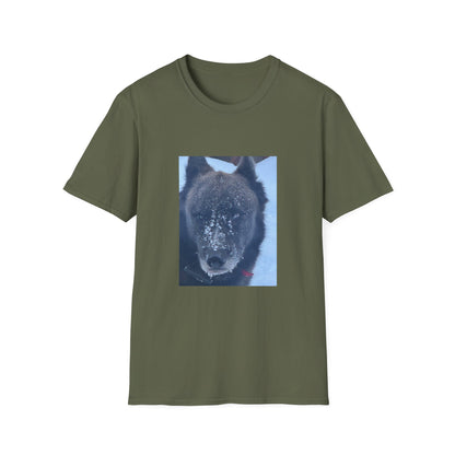 Wolf Face T‑Shirt  Frosty Snow Dog Portrait Tee