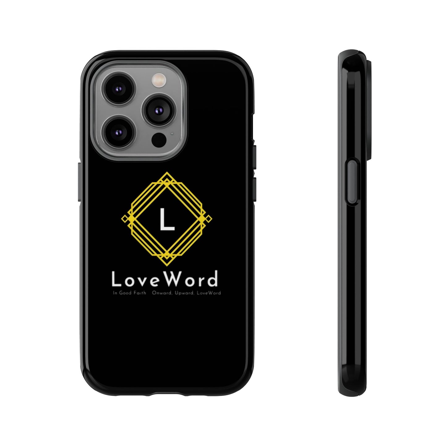 LoveWord Monogram Tough Phone Case — Black Protective iPhone Cover