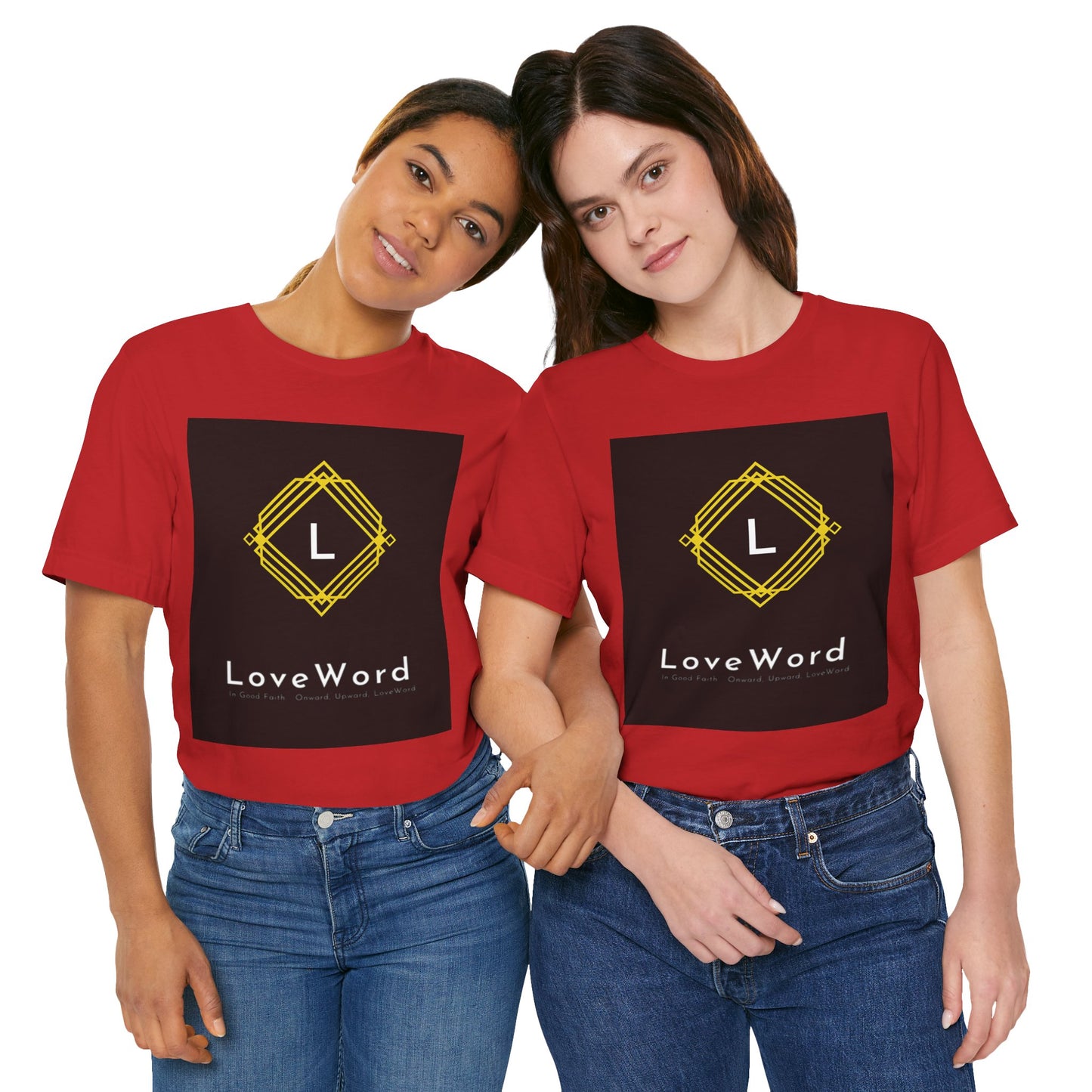 LoveWord Monogram Tee — Geometric Gold Emblem T‑Shirt