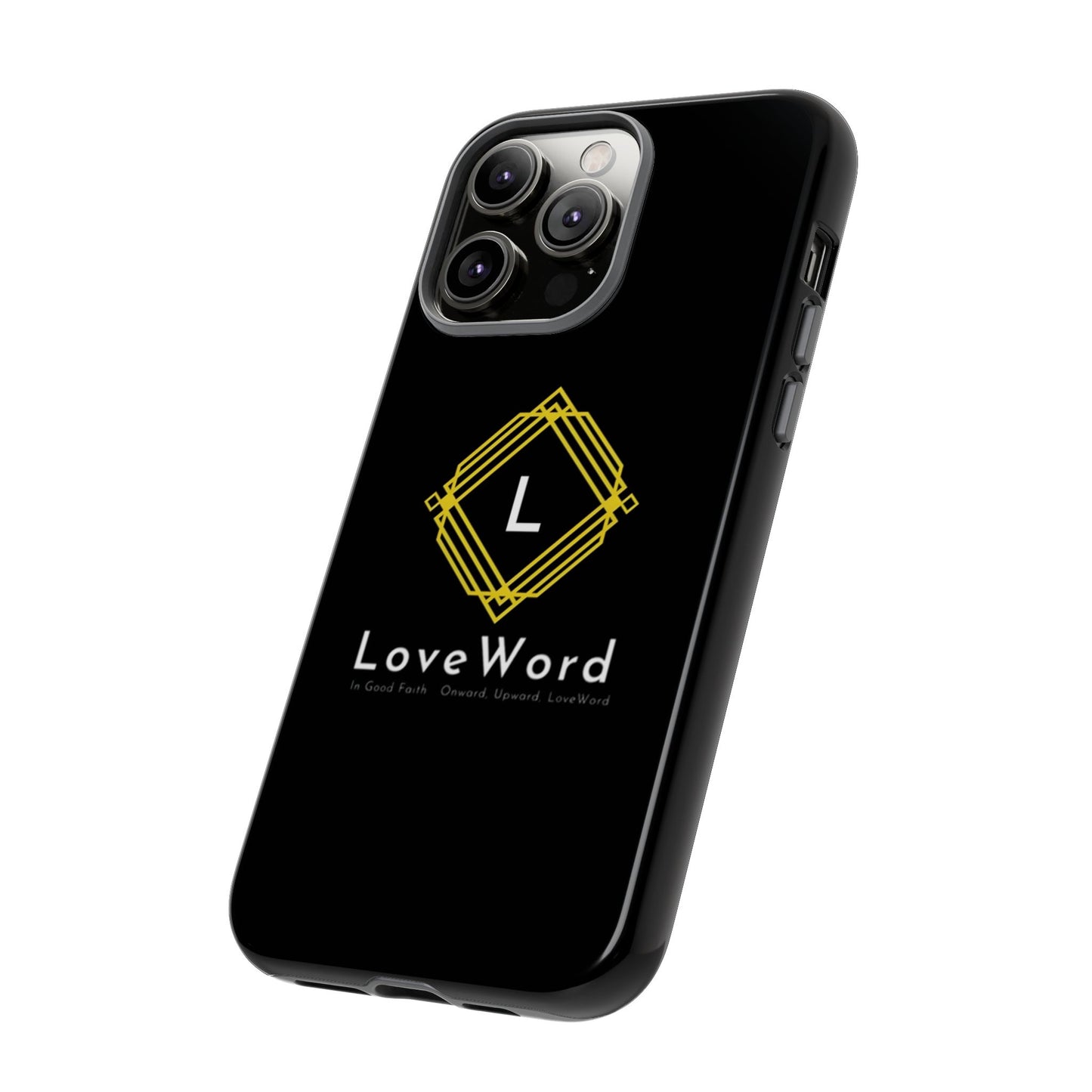 LoveWord Monogram Tough Phone Case — Black Protective iPhone Cover