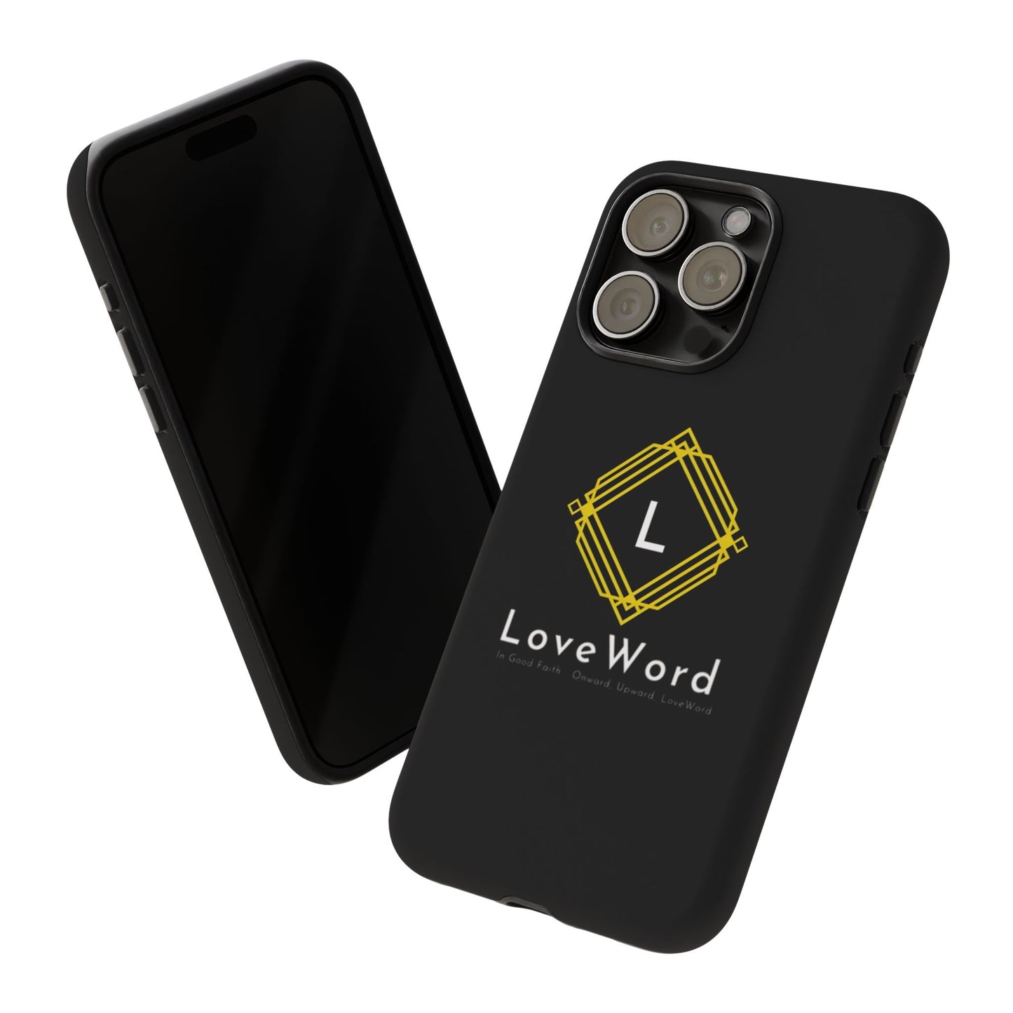 LoveWord Monogram Tough Phone Case — Black Protective iPhone Cover