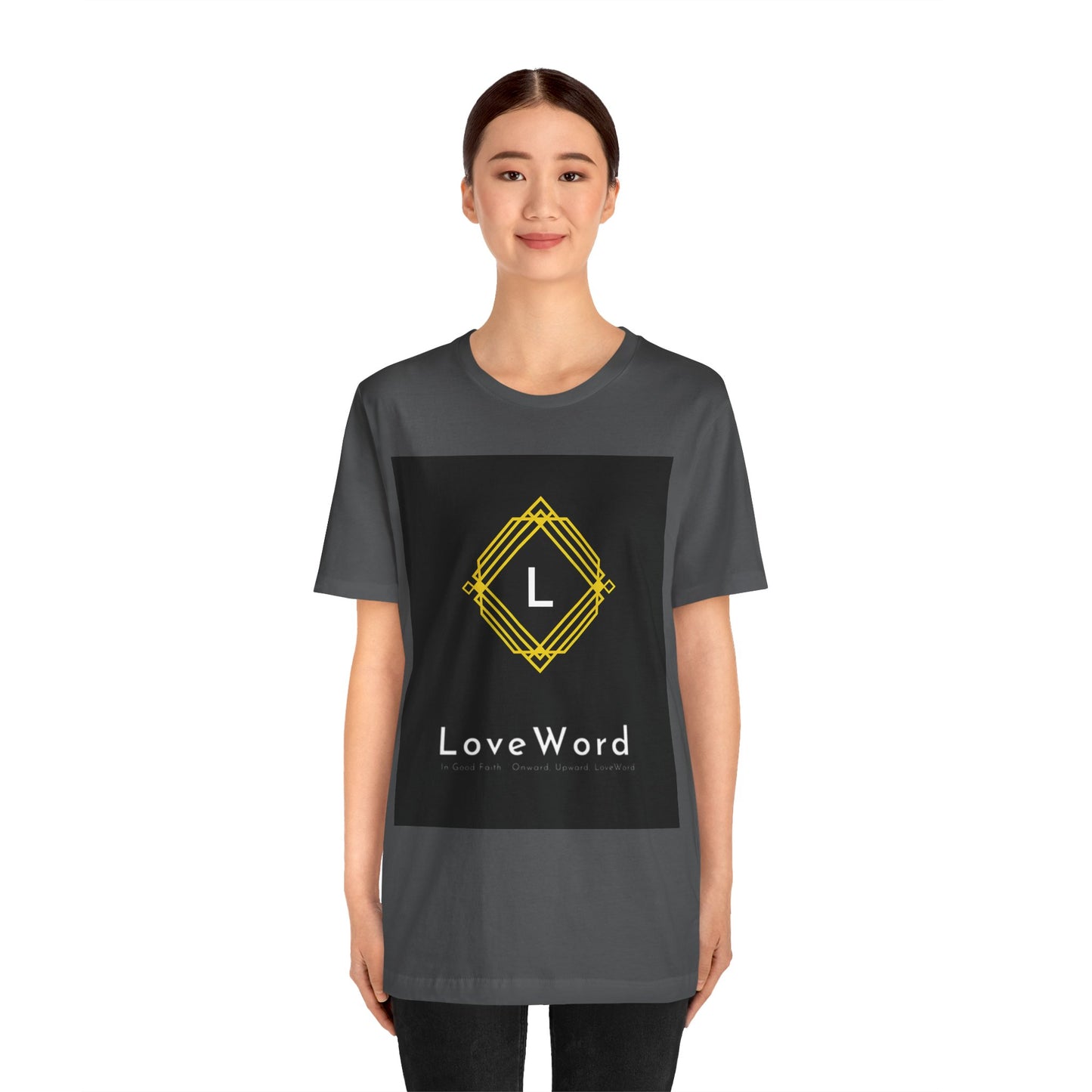 LoveWord Monogram Tee — Geometric Gold Emblem T‑Shirt
