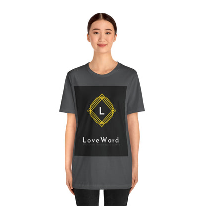 LoveWord Monogram Tee — Geometric Gold Emblem T‑Shirt