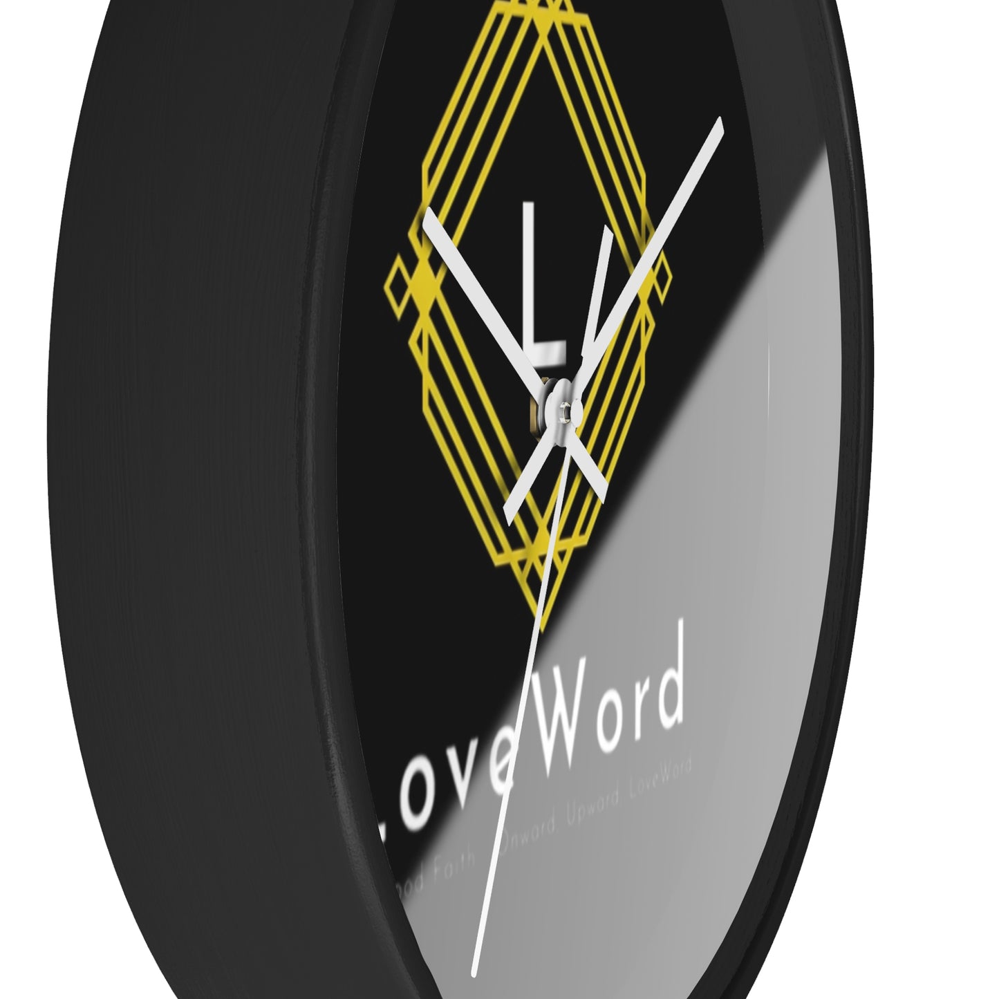 LoveWord Logo Wall Clock — Modern Black & Gold Decorative Clock