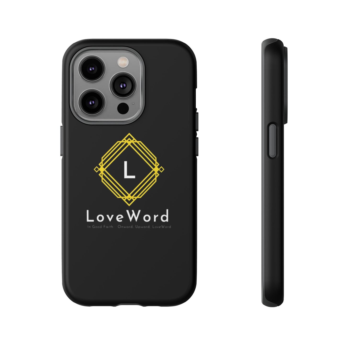 LoveWord Monogram Tough Phone Case — Black Protective iPhone Cover